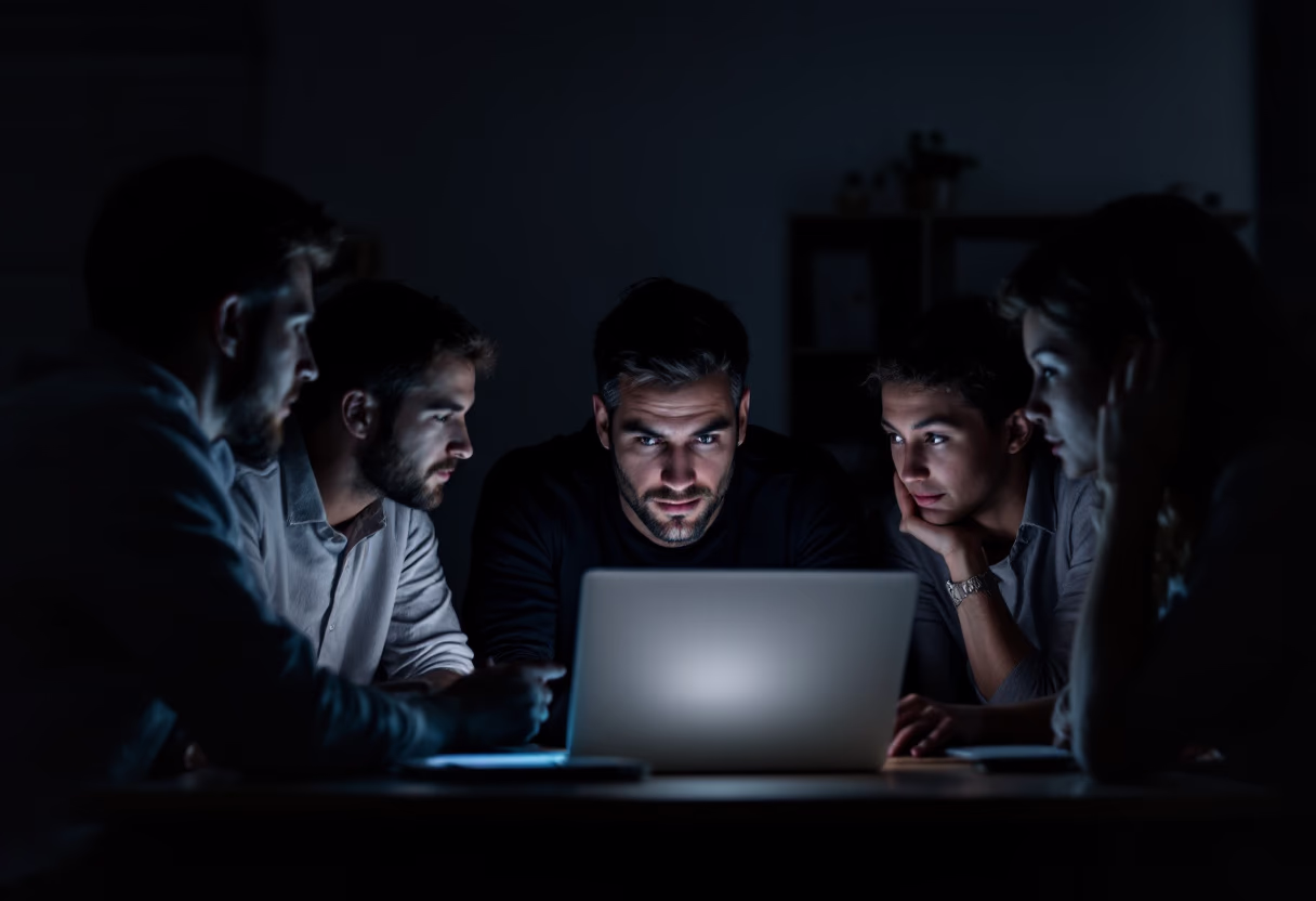 image of a teacher interacting with students using digital tools (for an edtech)