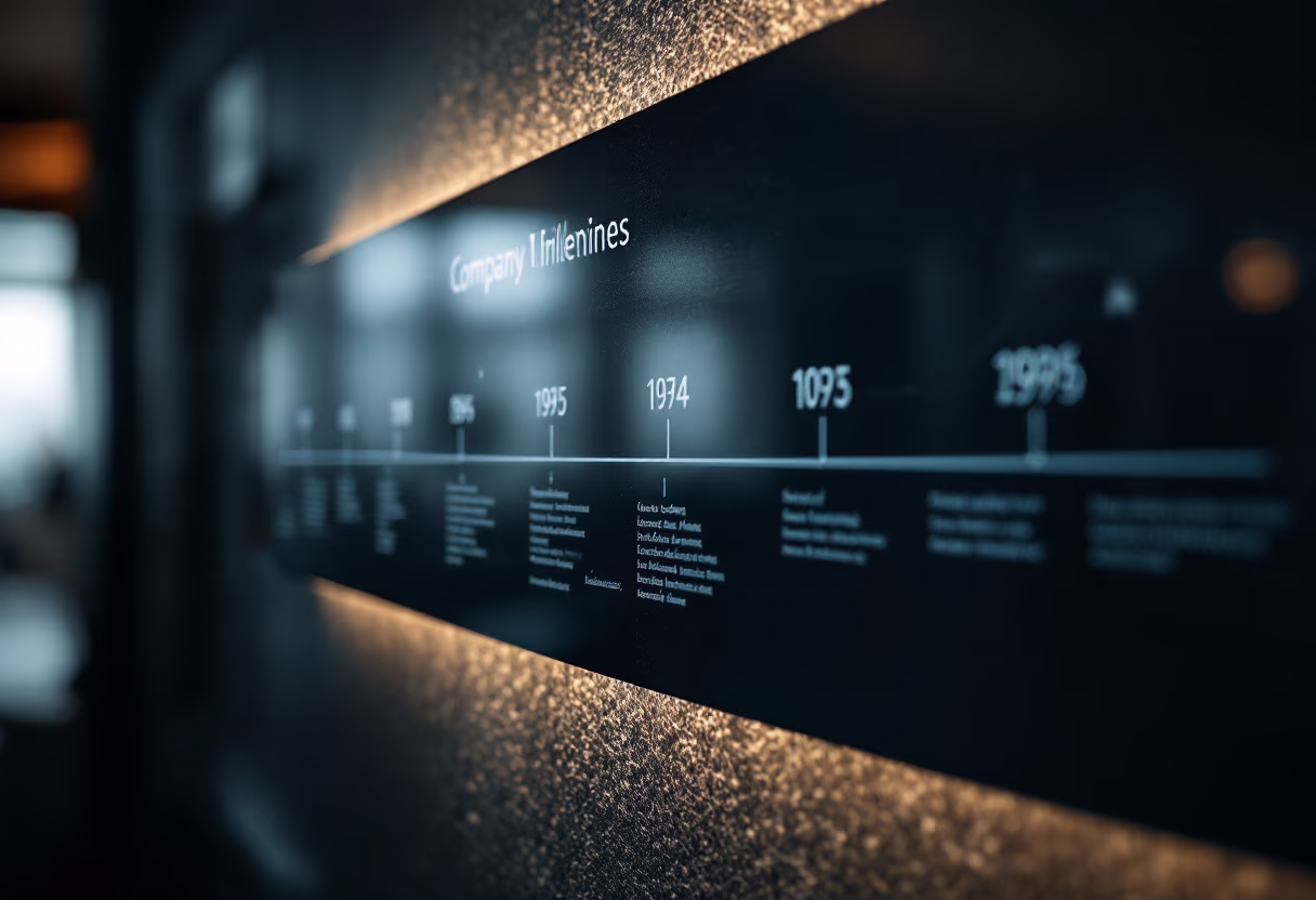 image of company milestones in a timeline format (for an edtech)