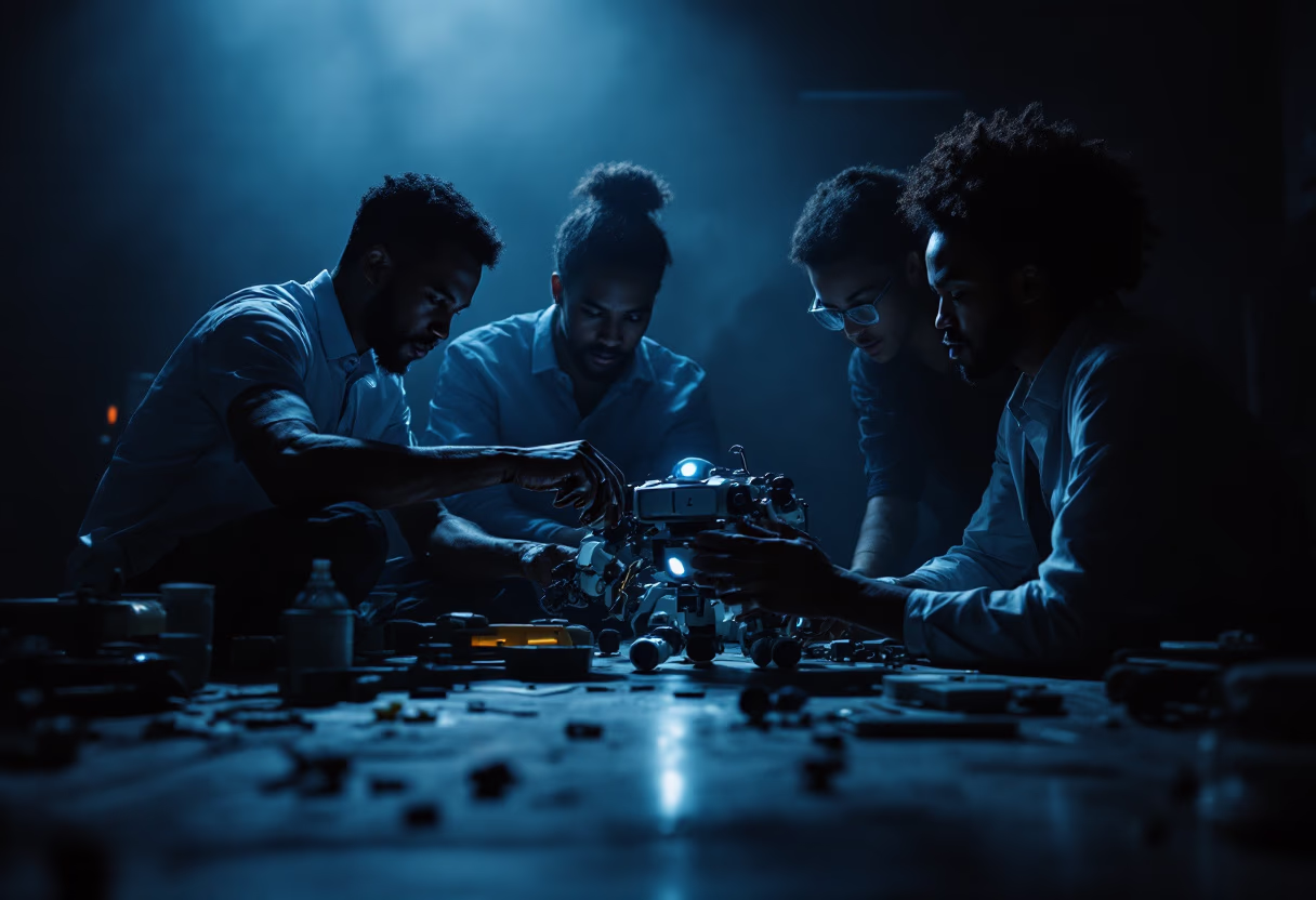 image of team working on a project (for a robotics and automation)